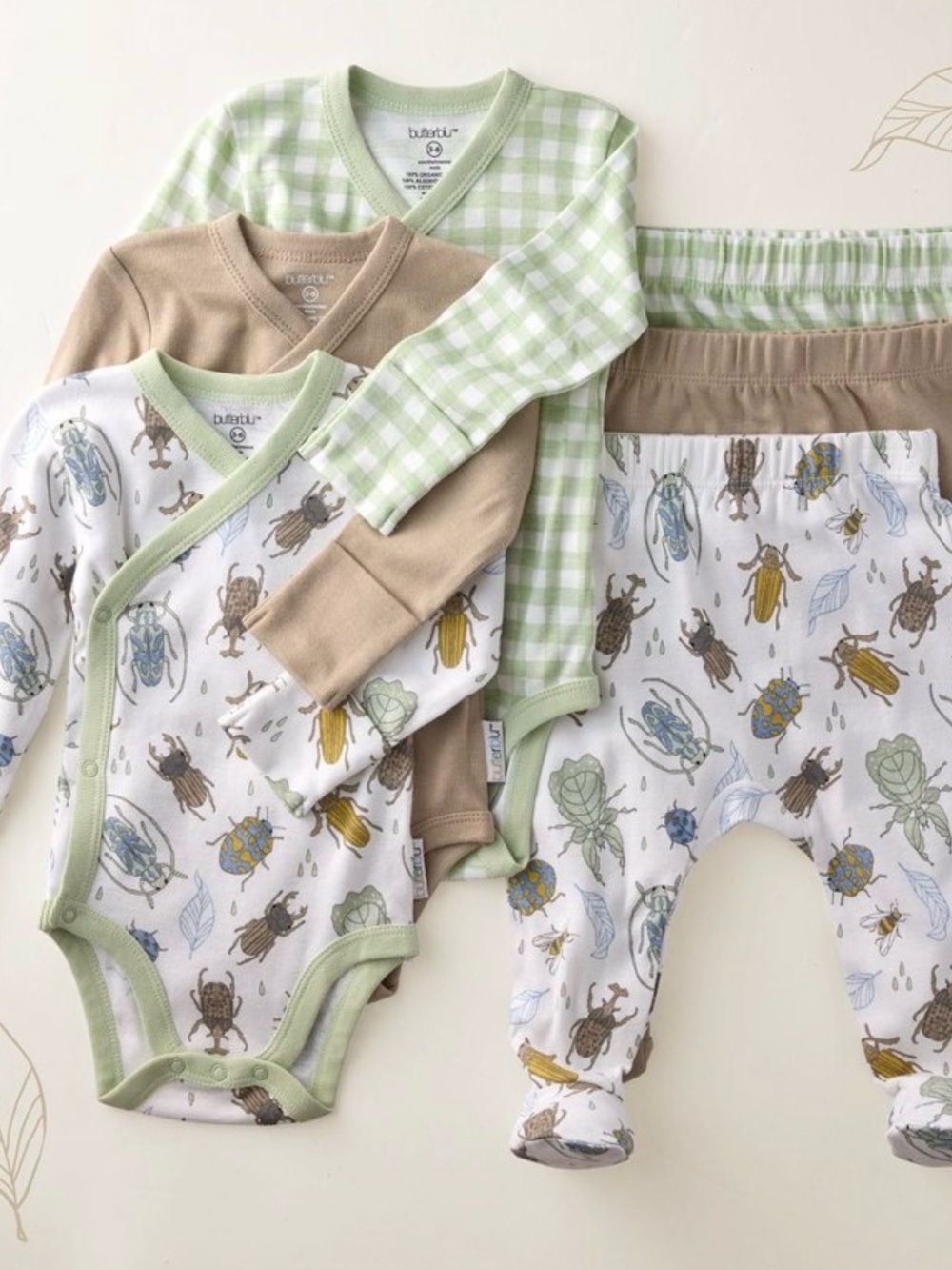 NWT Butterblu Fallon 3 Pack Onesie & Footed Little Bugger Check 3-6 mo